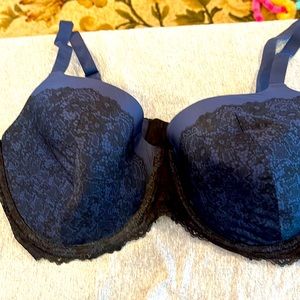 Navy blue and black lace/silky bra NWOT